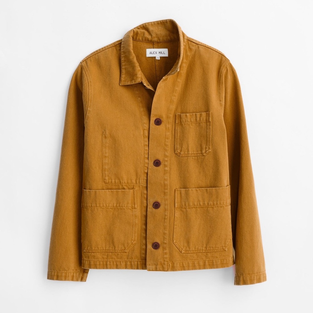 Alex Mill Britt Work Jacket in upcycled denim in golden khaki
